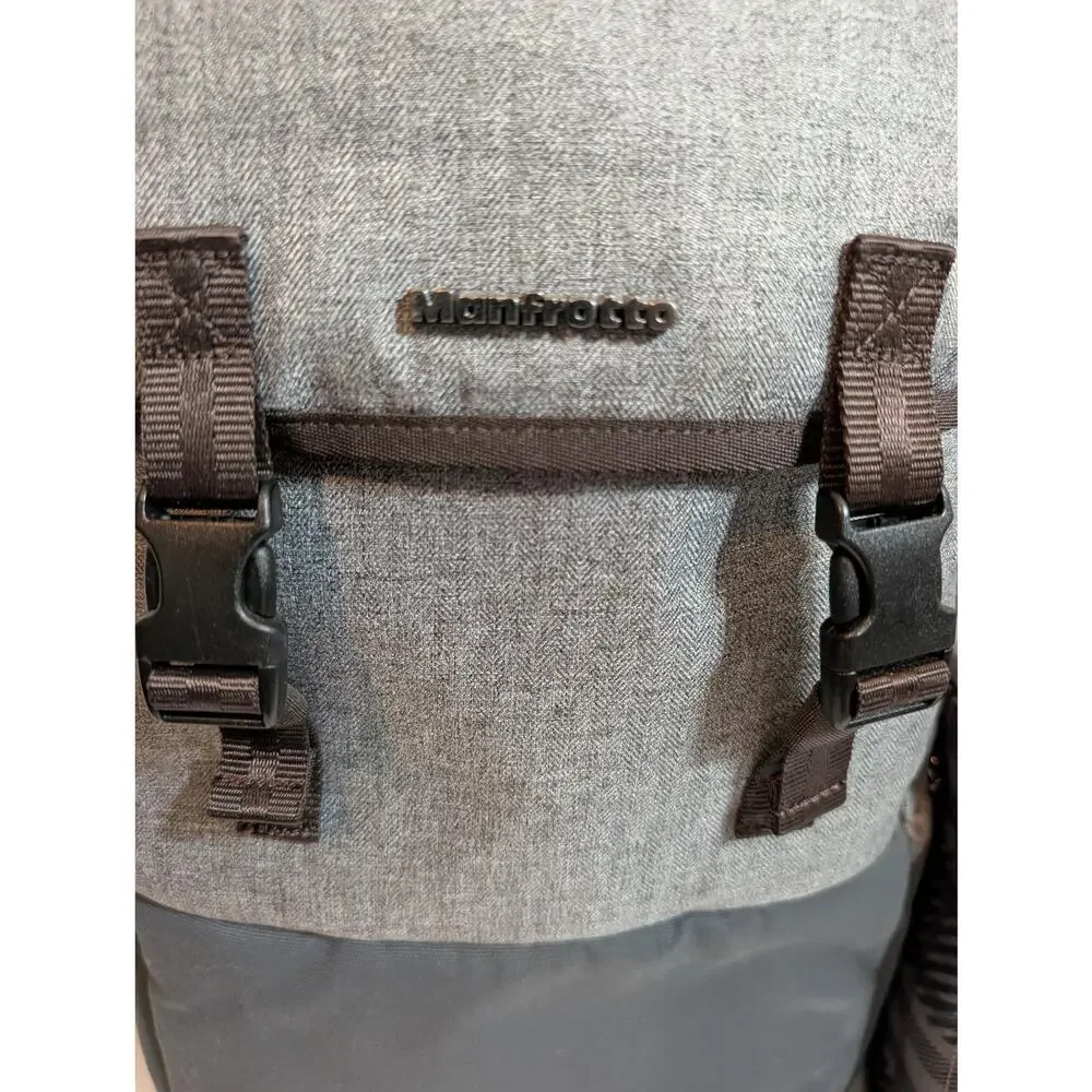Manfrotto Windsor Camera Backpack, Grey Canvas DSLR Bag with Removable Insert